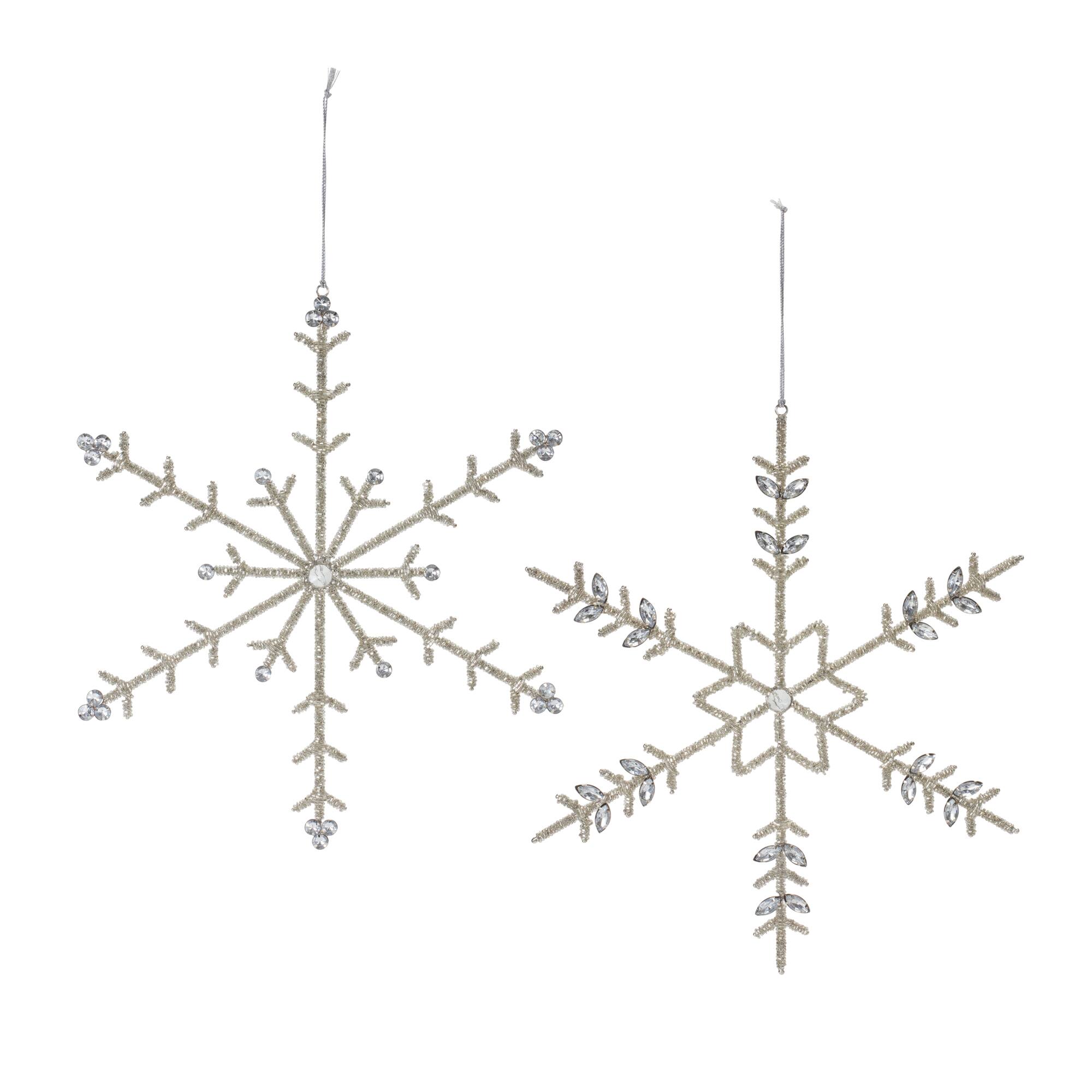 6ct. Jeweled Silver Metal & Glass Snowflake Ornaments
